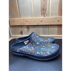 Western Chief Womens Hummingbird Clogs Size 10 Navy Rubber & Polyester Slip-On S